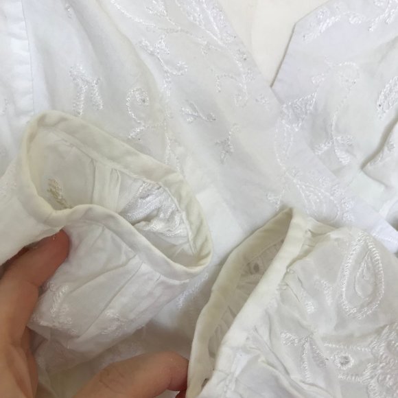 Nanette Lepore Estancia Broderie Anglaise Eyelet Blouse Wrap Top Long Sleeves - Picture 4 of 7